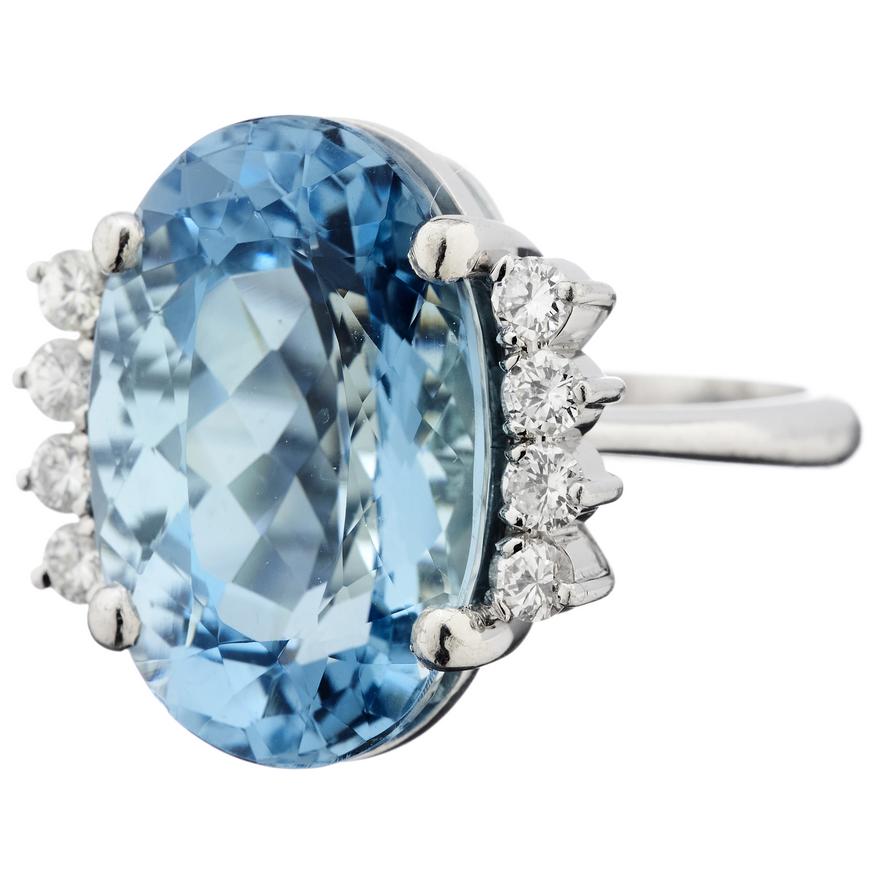 Aquamarin Diamant Ring Weissgold 750