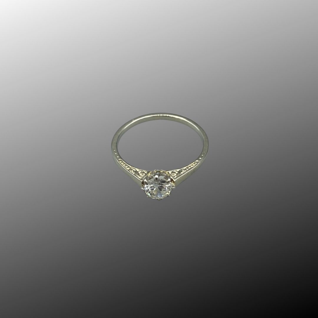 Soltaire Ring W/Gold 750 mit Diamant Altschliff