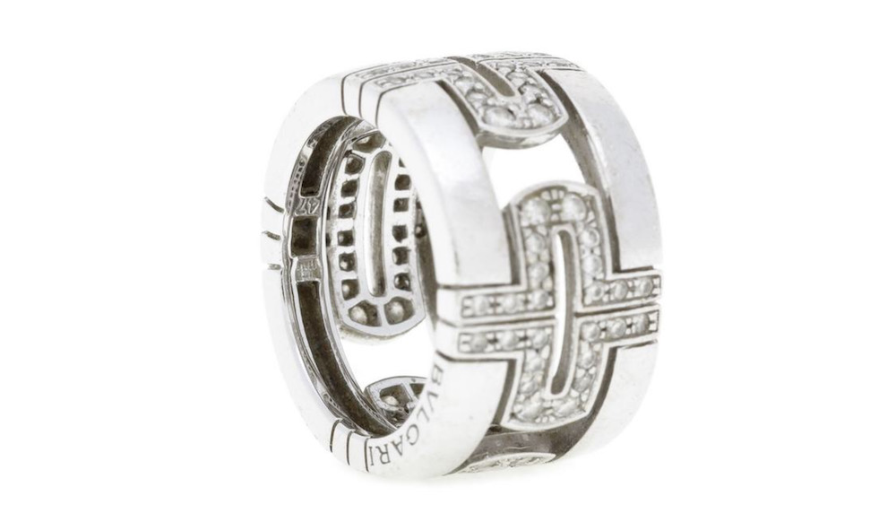 Bulgari, Parentesi , 750er Weißgoldring besetzt mit Brillanten, signiert, Finger 47-7, 9g