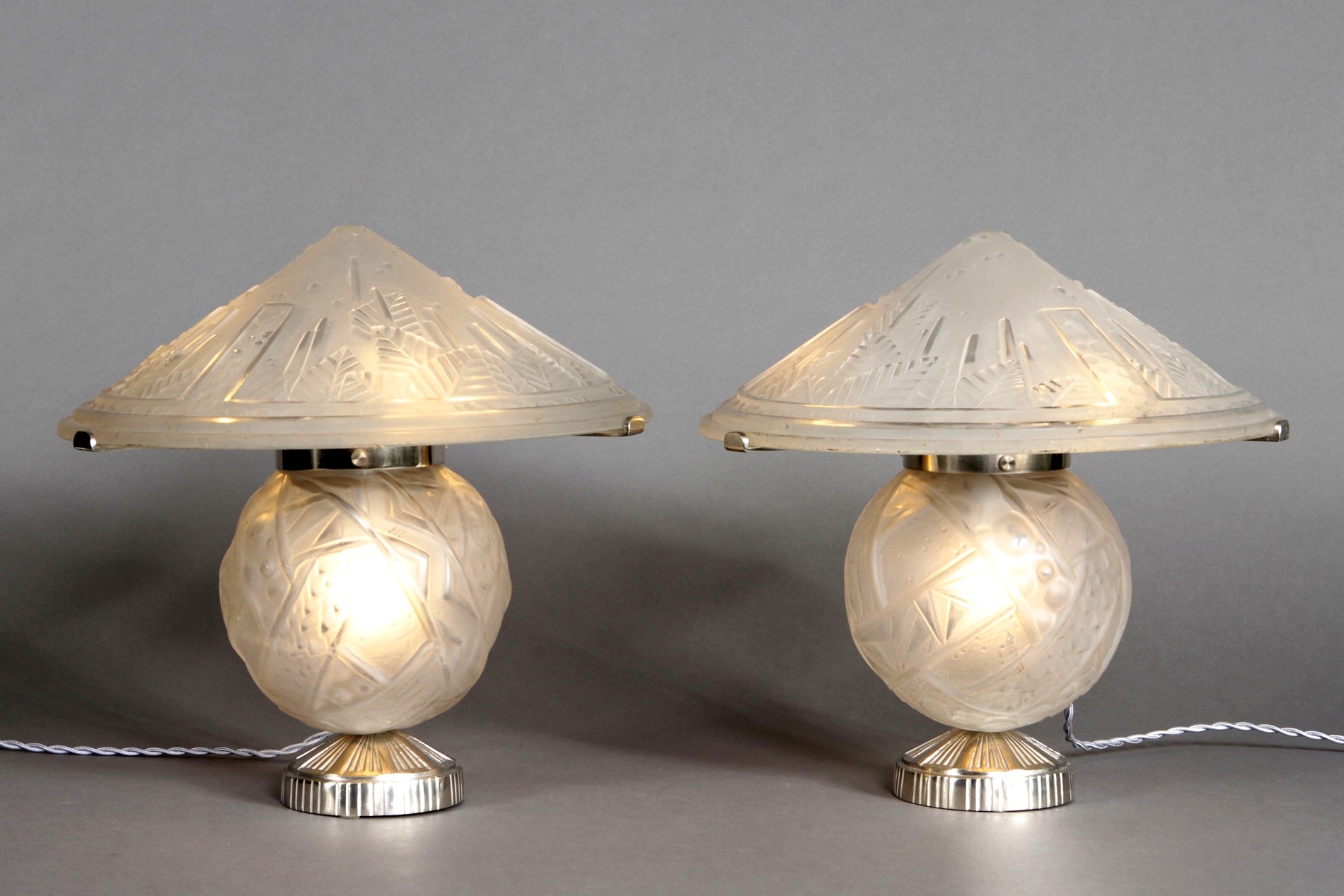 Pair table Lamps Bronze nickeled