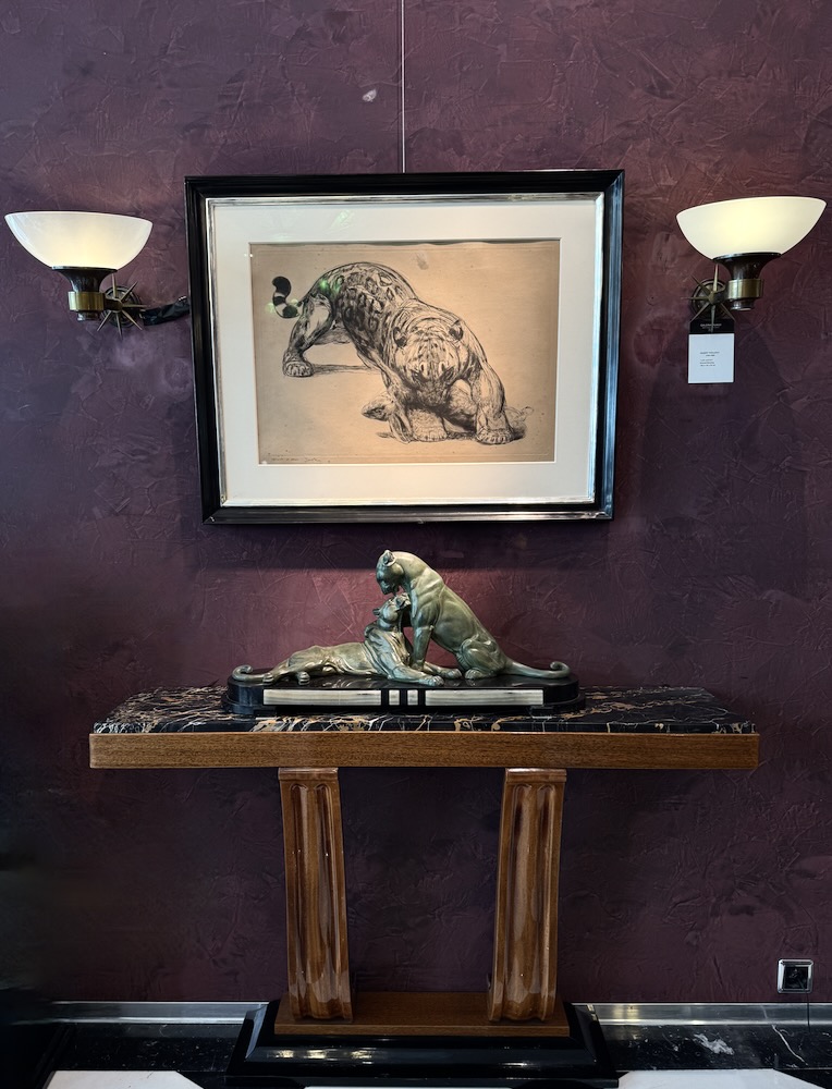 Large Bronze Panther pair auf Onyx  Sockel